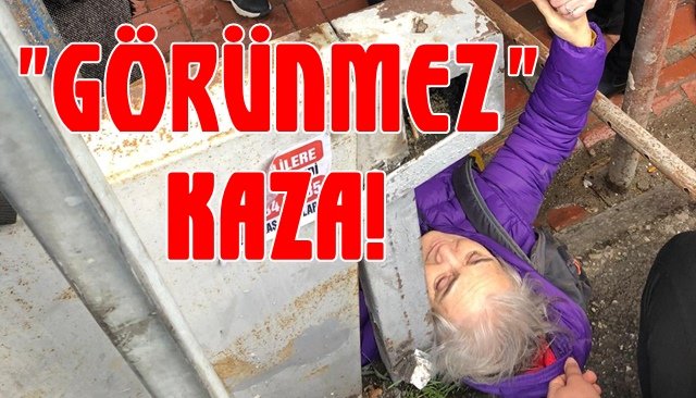 Demir parçası yaşlı kadının üzerine düştü