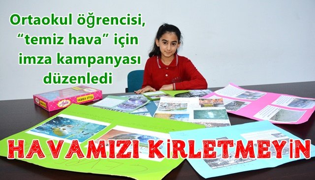 Ortaokul öğrencisi, “temiz hava” için imza kampanyası düzenledi