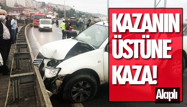 KAZA SONRASINDA YOLA DÖKÜLEN MAZOT, BAŞKA KAZAYA NEDEN OLDU! 