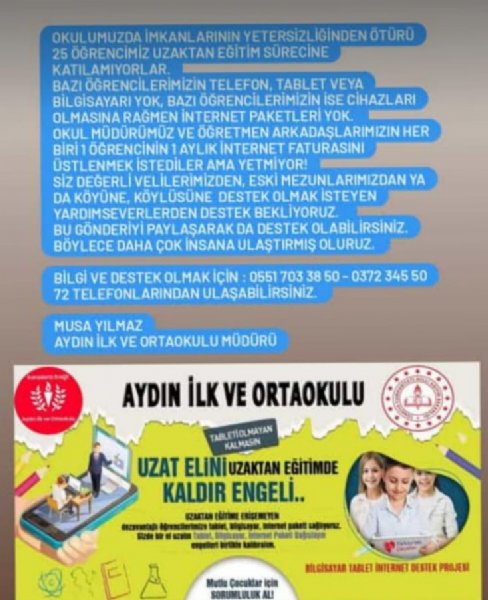 KÖY OKULUNDAKİ ÖĞRENCİLER İÇİN ‘TABLET KAMPANYASI’ BAŞLATILDI - 1