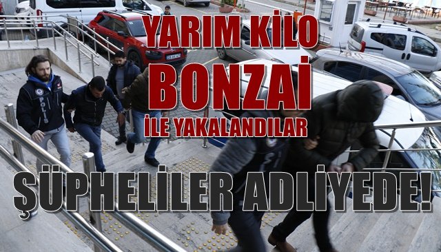  Yarım kilo bonzai ile yakalandılar, 3 şüpheli adliyede