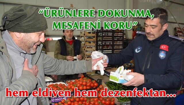 Belediye eldiven ve dezenfektan dağıtıyor