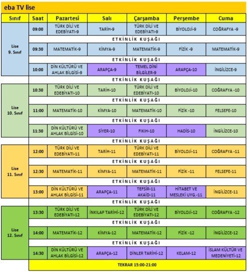 MEB, uzaktan eğitim ders programını açıkladı - 1