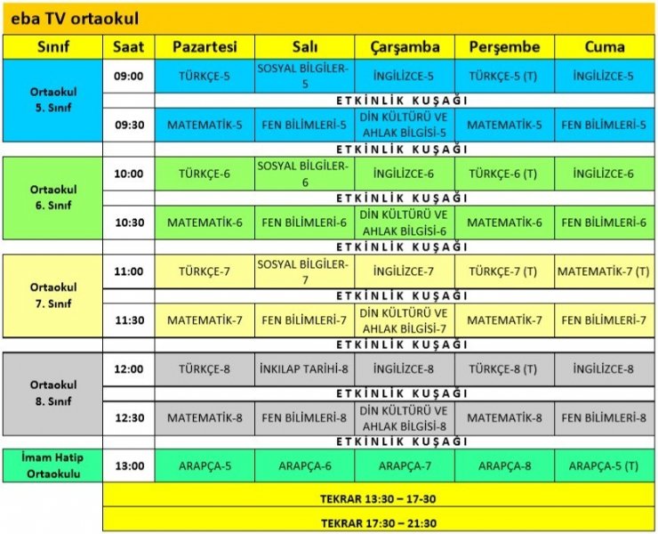 MEB, uzaktan eğitim ders programını açıkladı - 2