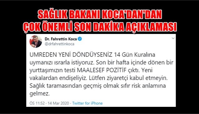 Sağlık Bakanı Koca´dan çok önemli açıklama 