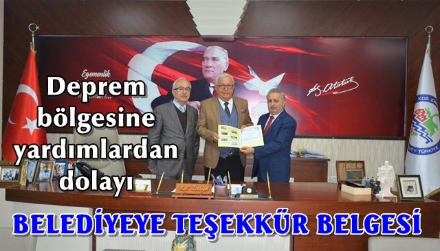 TEŞEKKÜR BELGESİNİ POSBIYIK´A TAKDİM ETTİ