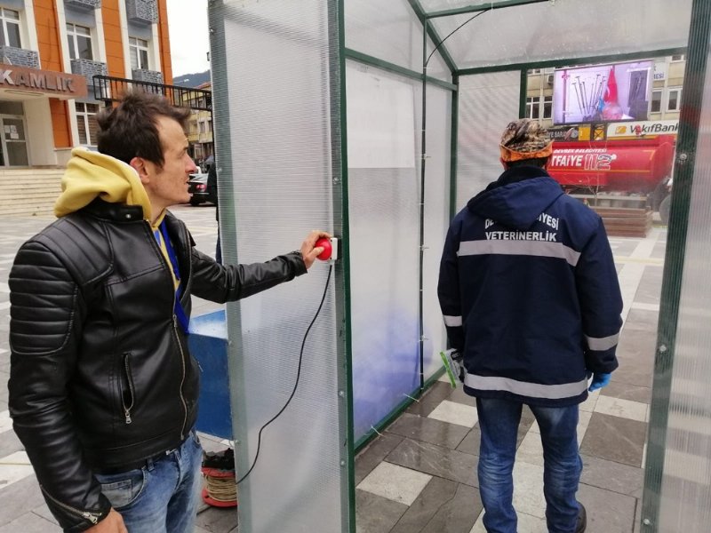 Belediye, dezenfekte tüneli kurdu  - 1