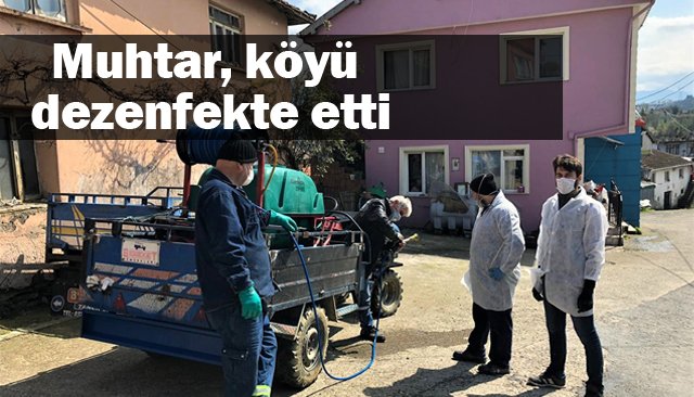 Muhtar, köyü dezenfekte etti