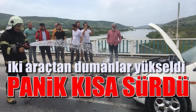 2 araçtan dumanlar yükseldi… KISA SÜRELİ PANİK