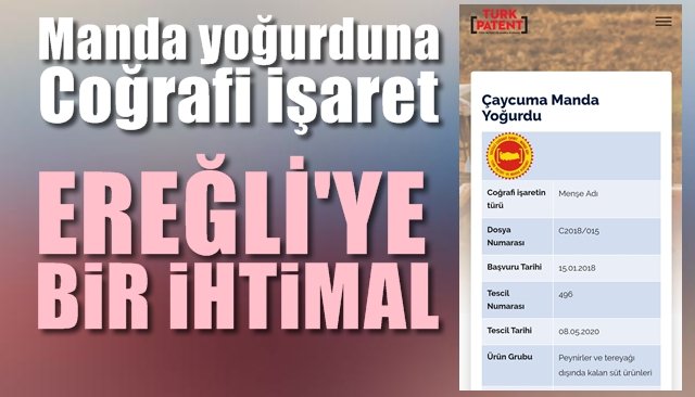 Manda yoğurduna coğrafi işaret...  EREĞLİ’YE  BİR İHTİMAL…