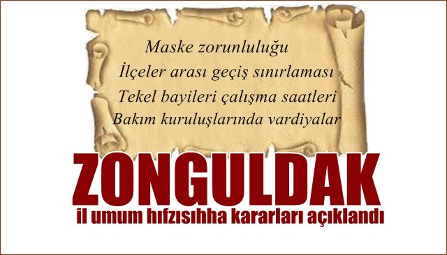 Zonguldak İl Umum Hıfzısıhha kararları açıklandı…