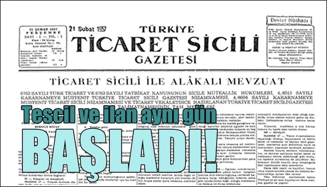 ZTSO´da Tescil ve İlan aynı gün... Başladı...