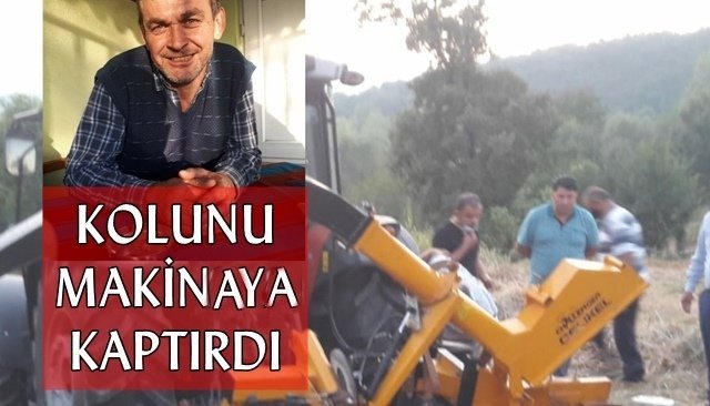 Makineye sıkışan kolunu itfaiye kurtardı