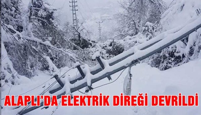  ALAPLI’DA ELEKTRİK DİREĞİ DEVRİLDİ