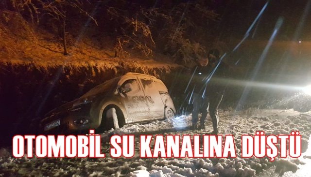 OTOMOBİL SU KANALINA DÜŞTÜ