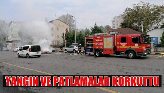 KONTEYNERDEKİ YANGIN VE PATLAMALAR KORKUTTU