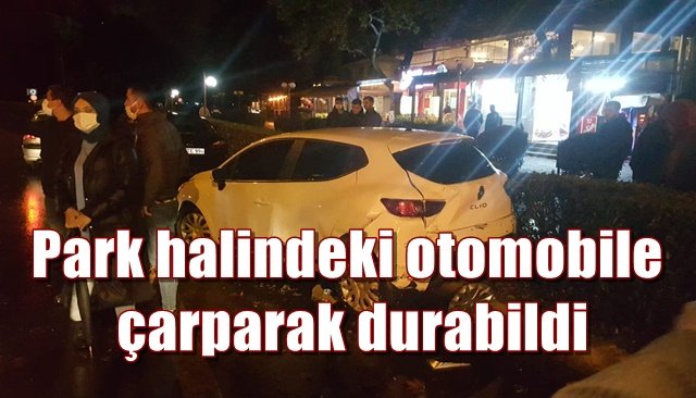 Park halindeki otomobile çarparak durabildi