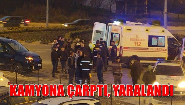  Kamyonete çarpan bisikletli yaralandı