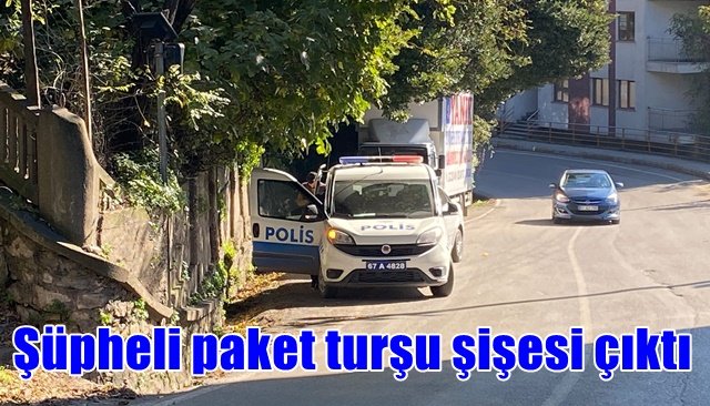  Şüpheli paket turşu şişesi çıktı