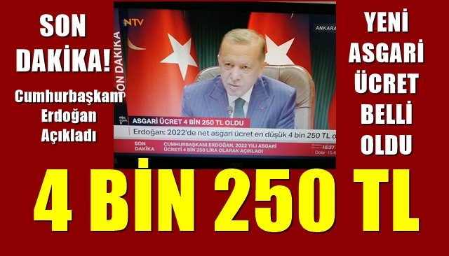 Asgari Ücret Belli oldu... 4 BİN 250 TL