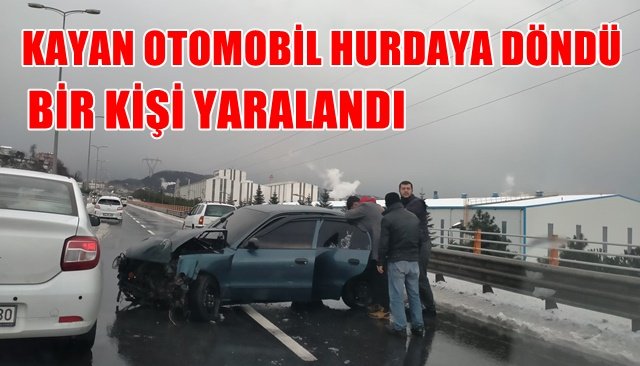 KAYAN OTOMOBİL HURDAYA DÖNDÜ