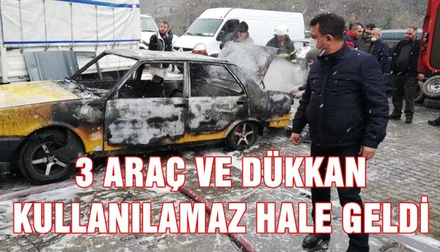 3 ARAÇ VE DÜKKAN KULLANILAMAZ HALE GELDİ