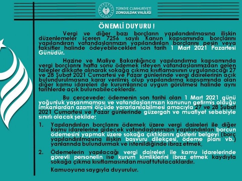 Kısıtlamaya “YAPILANDIRMA” ayarı - 1