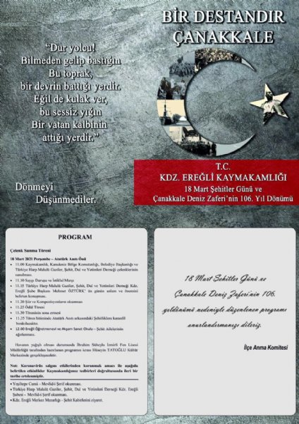 18 MART ŞEHİTLER GÜNÜ VE ÇANAKKALE DENİZ ZAFERİ PROGRAMI AÇIKLANDI - 1