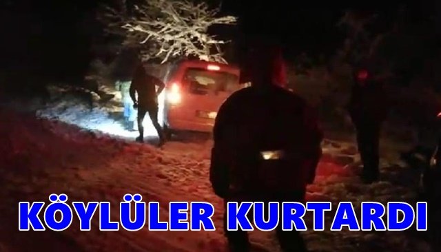  Kara saplanan aracı köylüler kurtardı