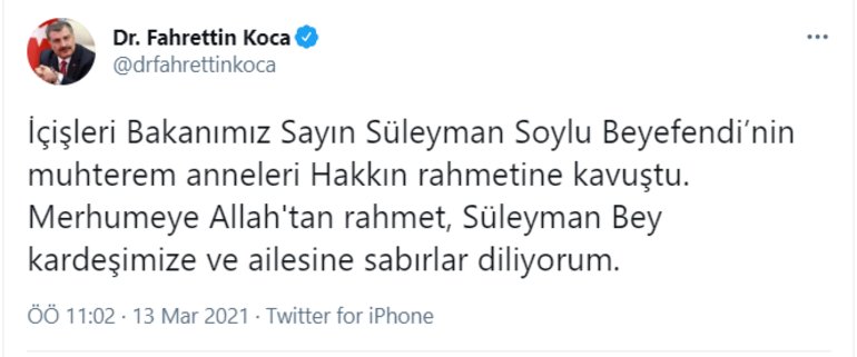 Son dakika! İçişleri Bakanı Soylu´nun annesi vefat etti - 1