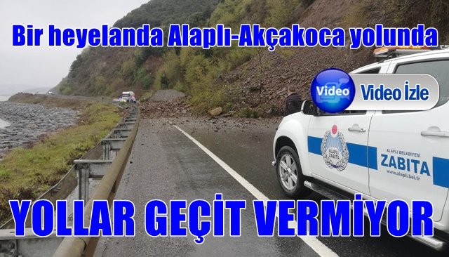 Bir heyelanda Alaplı-Akçakoca yolunda