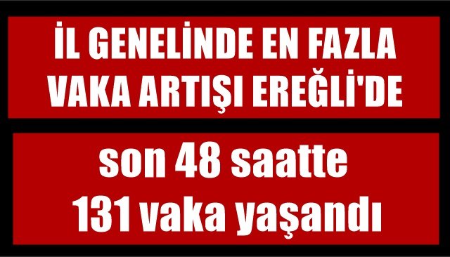 İL GENELİNDE EN FAZLA VAKA ARTIŞI EREĞLİ´DE