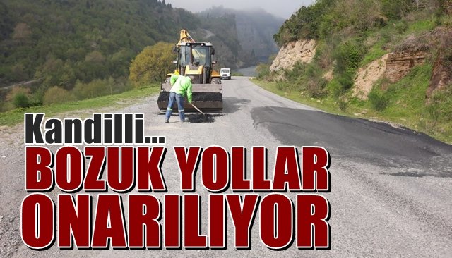 Kandilli’de bozuk yollar onarılıyor