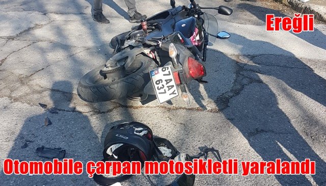 Otomobile çarpan motosikletli yaralandı