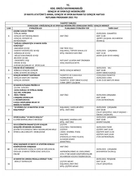 19 MAYIS PROGRAMI BELLİ OLDU - 3