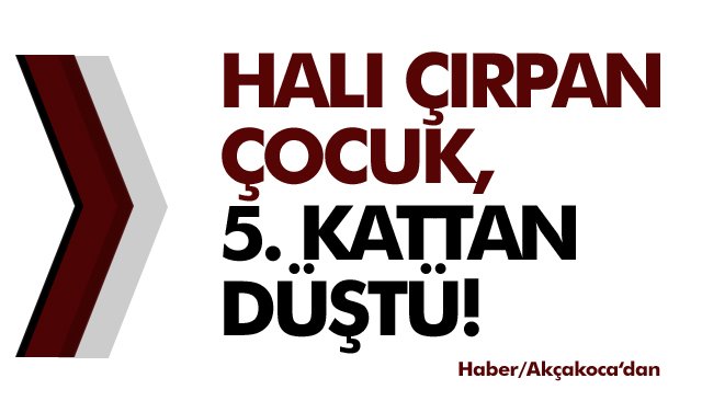 HALI ÇIRPAN ÇOCUK,  5. KATTAN DÜŞTÜ!