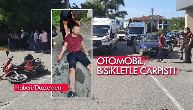 OTOMOBİL, BİSİKLETLE ÇARPIŞTI: 1 YARALI