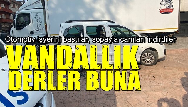 Otomotiv dükkanını  bastılar, araçların camlarını kırdılar 