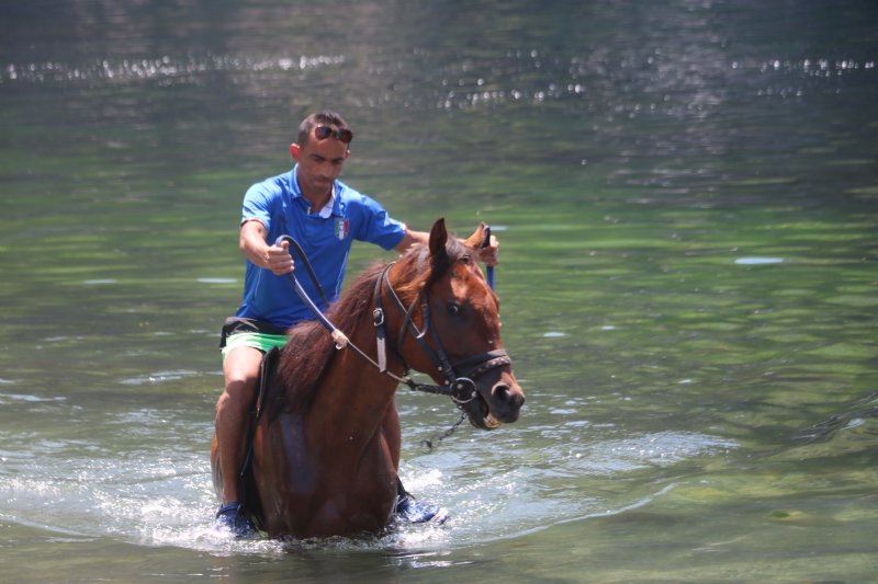 DENİZE YARIŞ ATIYLA GİRDİ - 8