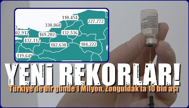 Türkiye’de  1 Milyon, Zonguldak’ta 10 bin aşı… YENİ REKORLAR…