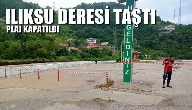 Ilıksu deresi yükseldi, plaj kapatıldı