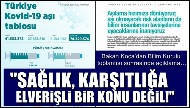 Bakan Koca’dan Bilim Kurulu toplantısı sonrasında açıklama… “SAĞLIK, KARŞITLIĞA ELVERİŞLİ BİR KONU DEĞİL”