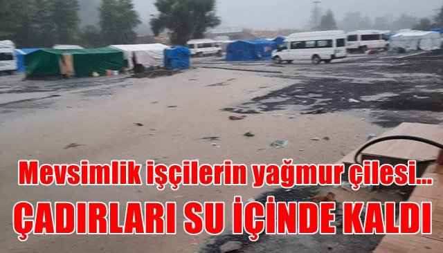 Mevsimlik işçilerin çadırları su içinde kaldı