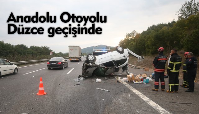 DEVRİLEN OTOMOBİLDEKİ 2 KİŞİ YARALANDI