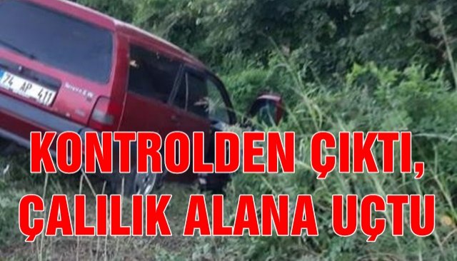 Kontrolden çıkan araç çalılık alana uçtu: 1 yaralı