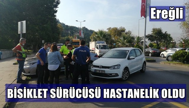 Otomobile çarpan bisiklet sürücüsü hastanelik oldu