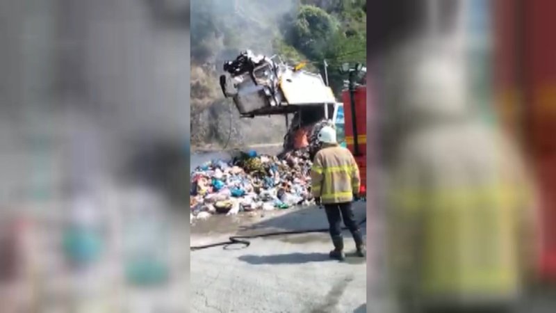 SEYİR HALİNDEKİ ÇÖP KAMYONU YANDI - 8