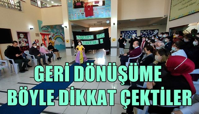 Atık malzemelerle yaptıkları elbiselerle defile sundular