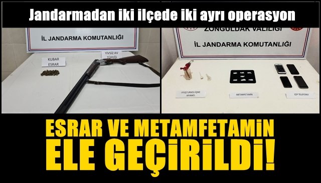 Jandarmadan iki ilçede iki ayrı operasyon… ESRAR VE METAMFETAMİN ELE GEÇİRİLDİ