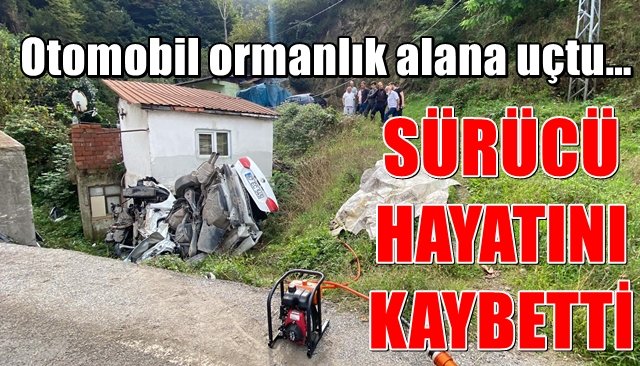 Otomobil ormanlık alana uçtu...SÜRÜCÜ HAYATINI KAYBETTİ